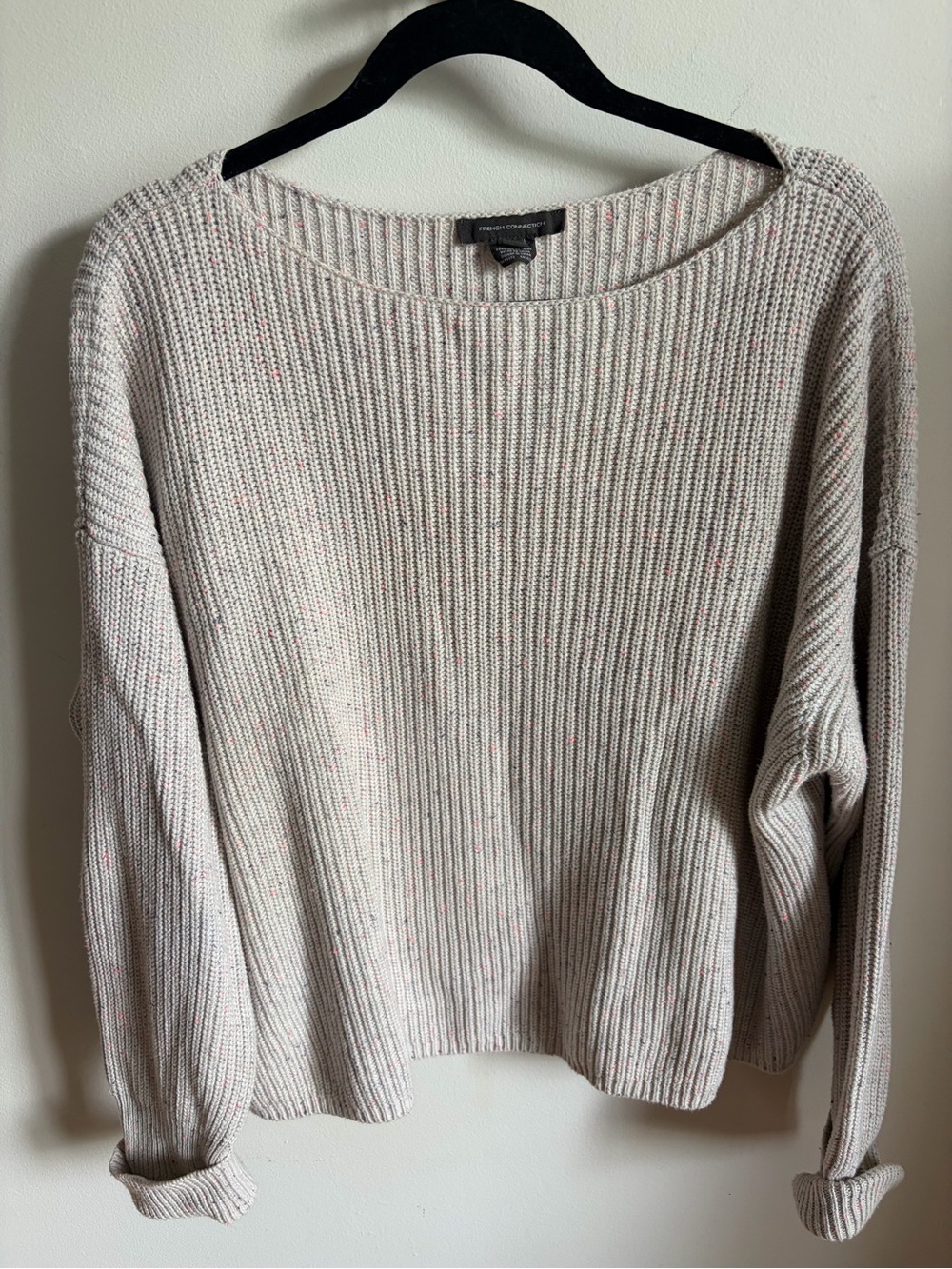 French Connection Gray BoatNeck Ribbed Sweater